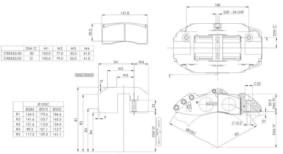 Alcon bromsok CRB332/32