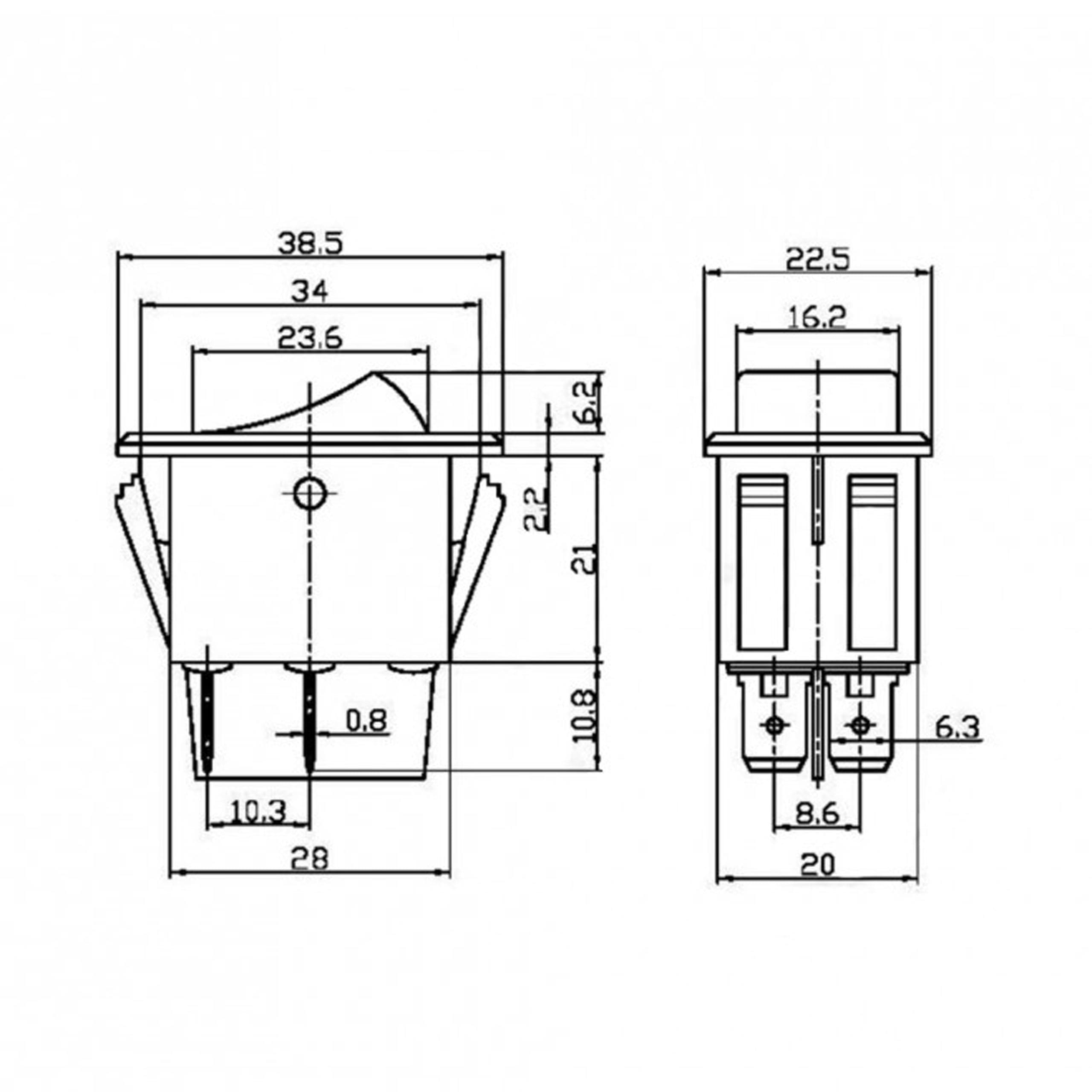 Vippströmbrytare svart plast